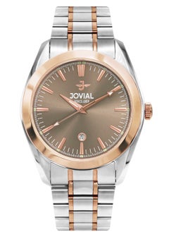 JOVIAL 5038 GAMQ10E Men's Fashion Watch Stainless Steel Band Watch, 42mm, Brown