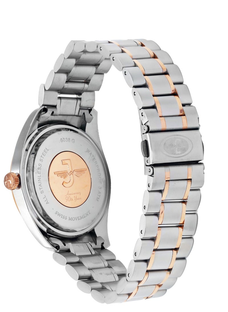Jovial - JOVIAL 5038 GAMQ10E Men's Fashion Watch Stainless Steel Band Watch, 42mm, Brown - Image 1
