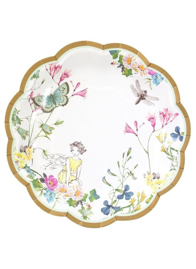 توكينج تيبلز أطباق ورقية بحواف متموجة بتصميم جنية وفراشة - عبوة من  قطعة - Image 5