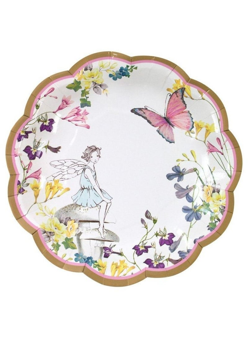 توكينج تيبلز أطباق ورقية بحواف متموجة بتصميم جنية وفراشة - عبوة من  قطعة - Image 3