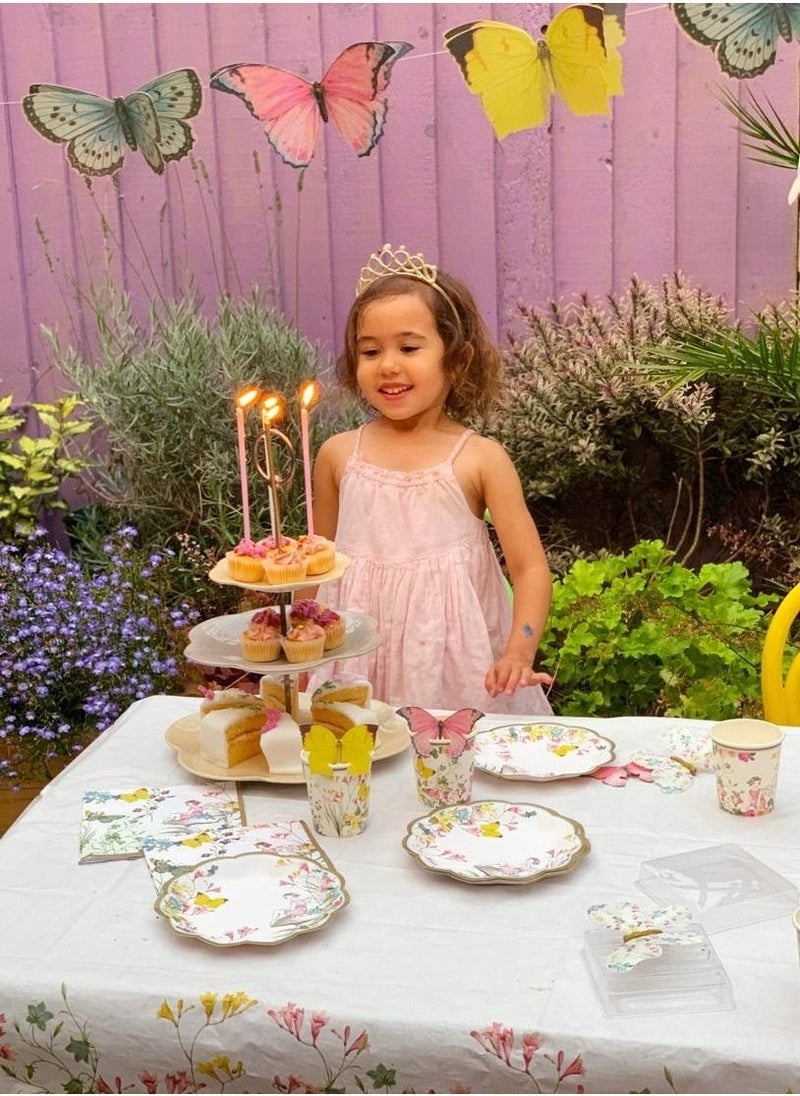 توكينج تيبلز أطباق ورقية بحواف متموجة بتصميم جنية وفراشة - عبوة من  قطعة - Image 2