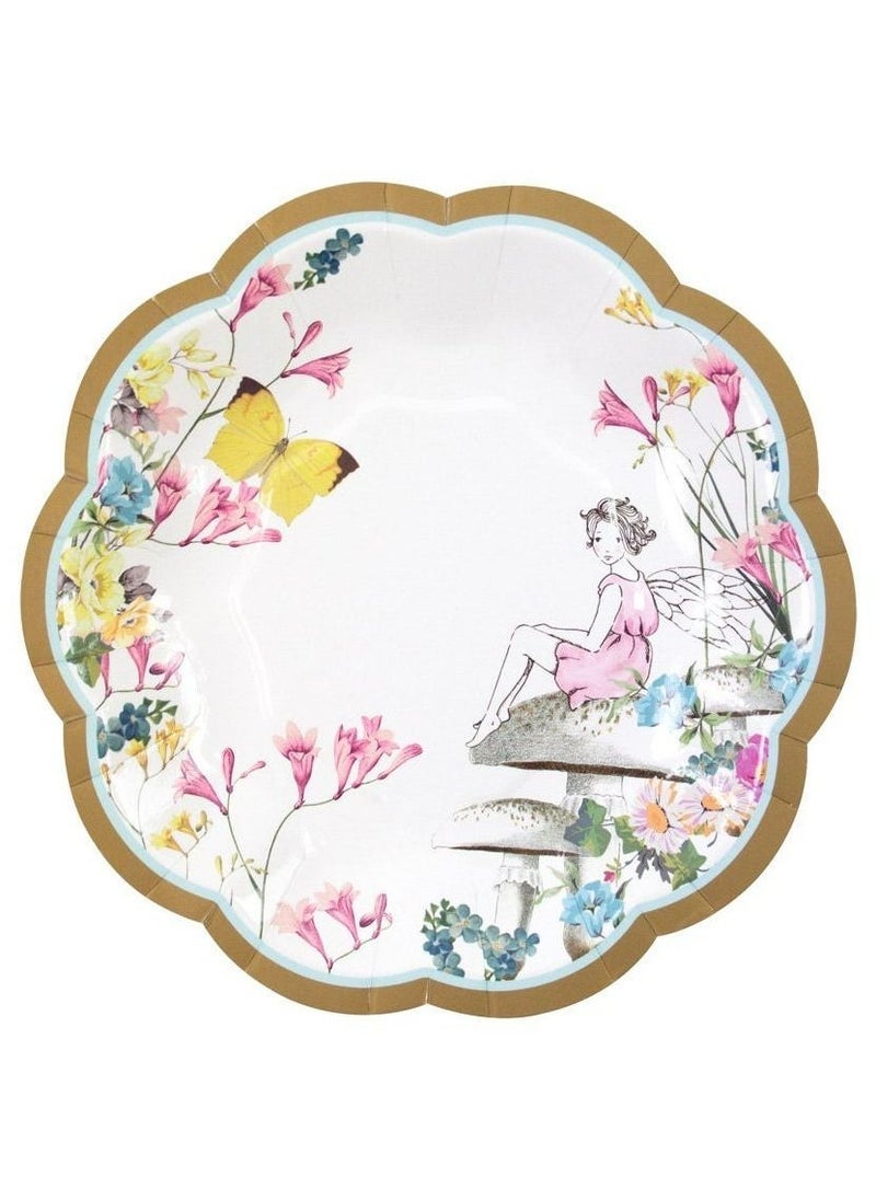 توكينج تيبلز أطباق ورقية بحواف متموجة بتصميم جنية وفراشة - عبوة من  قطعة - Image 4