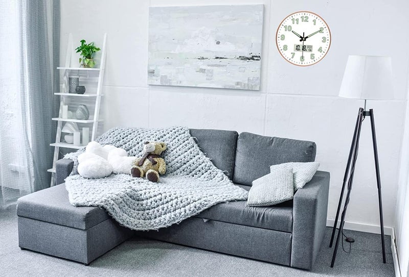 ginoya brothers ginoya brothers Silent Non Ticking Quality Quartz Battery Operated Easy To Read Decorative Modern Design, Glass Wall Clock. (Radium White Digital, 12 Cm)  - Image 4