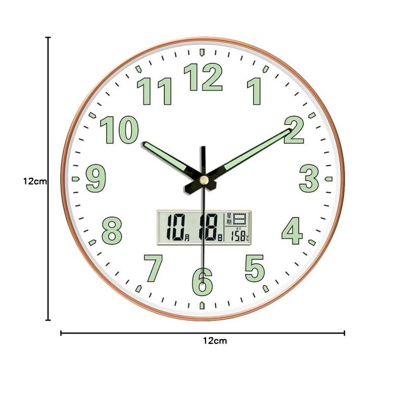ginoya brothers ginoya brothers Silent Non Ticking Quality Quartz Battery Operated Easy To Read Decorative Modern Design, Glass Wall Clock. (Radium White Digital, 12 Cm)  - Image 5