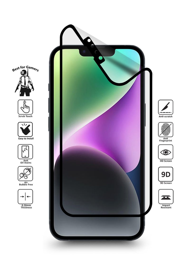 Wtech Apple iPhone 14 9D Matte Ceramic Full Coverage Screen Protector (MSCNMN) - Clear/Black - Image 2