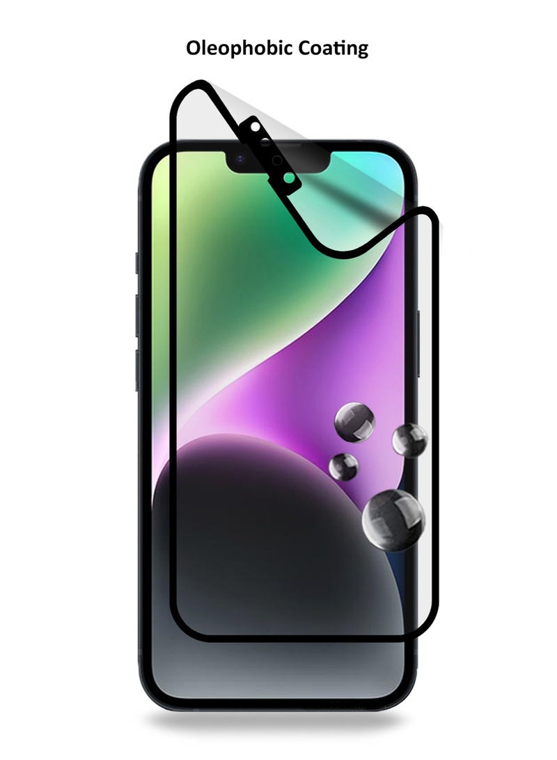 Wtech Apple iPhone 14 9D Matte Ceramic Full Coverage Screen Protector (MSCNMN) - Clear/Black - Image 3