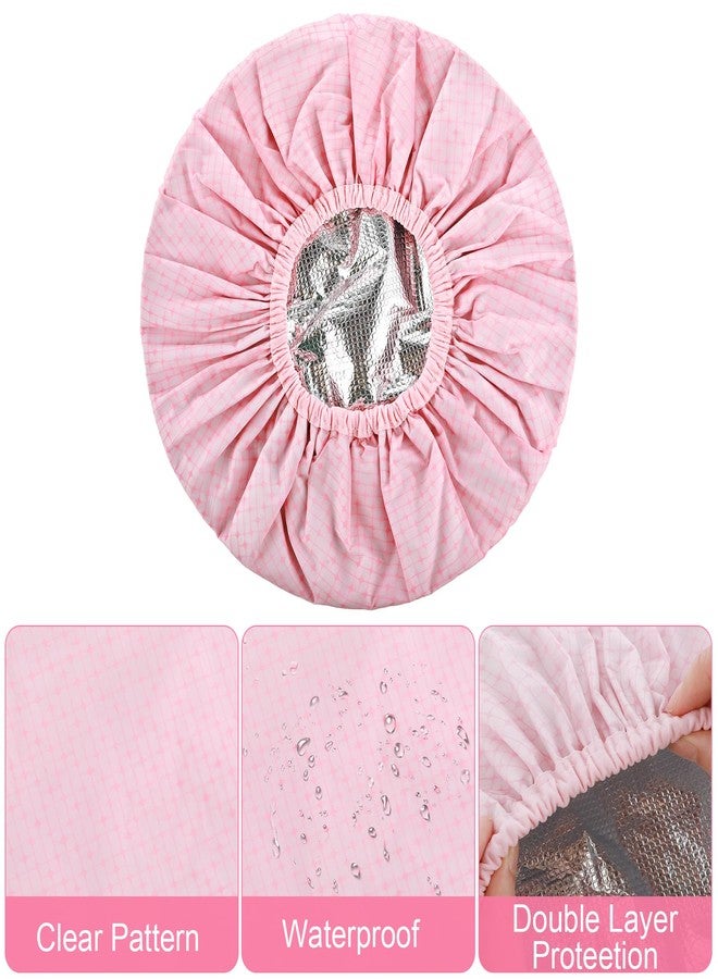 Prasacco 2 Pcs Pink Series Deep Conditioning Hot Oil Hair Treatment Caps - Waterproof, Double Layer, Reusable Shower & Steam Caps - Image 3