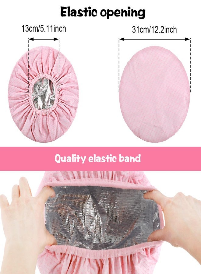 Prasacco 2 Pcs Pink Series Deep Conditioning Hot Oil Hair Treatment Caps - Waterproof, Double Layer, Reusable Shower & Steam Caps - Image 2