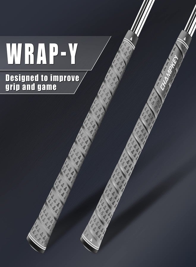 CHAMPKEY WRAP-Y Rubber Golf Grips 13 Pack Come with All Repair Kits｜High Feedback and Traction Golf Club Grips (Oversize, Gray) - Image 2