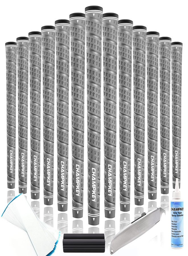 CHAMPKEY WRAP-Y Rubber Golf Grips 13 Pack Come with All Repair Kits｜High Feedback and Traction Golf Club Grips (Oversize, Gray) - Image 1