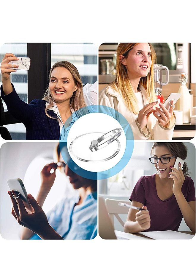 حامل حلقة دائرية شفافة من حجر الراين للهاتف الخلوي ، حلقة قبضة إصبع تدور 360 درجة عالمية ، وحزام مثقاب بحزام إصبع الهاتف الشفاف ، وحامل حلقة هاتف شفاف (ذهبي) - Image 5