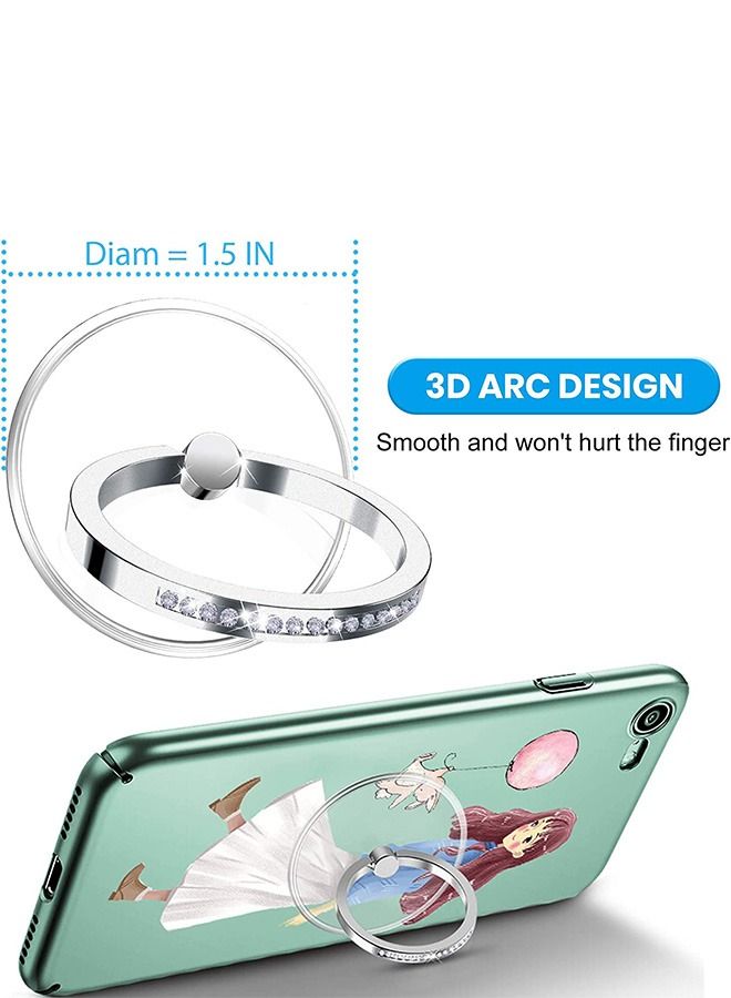 حامل حلقة دائرية شفافة من حجر الراين للهاتف الخلوي ، حلقة قبضة إصبع تدور 360 درجة عالمية ، وحزام مثقاب بحزام إصبع الهاتف الشفاف ، وحامل حلقة هاتف شفاف (ذهبي) - Image 2