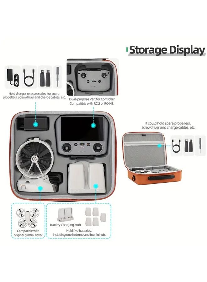 Orange Durable EVA Shoulder Bag for DJI FLIP Drone Portable Travel Photography - Image 4