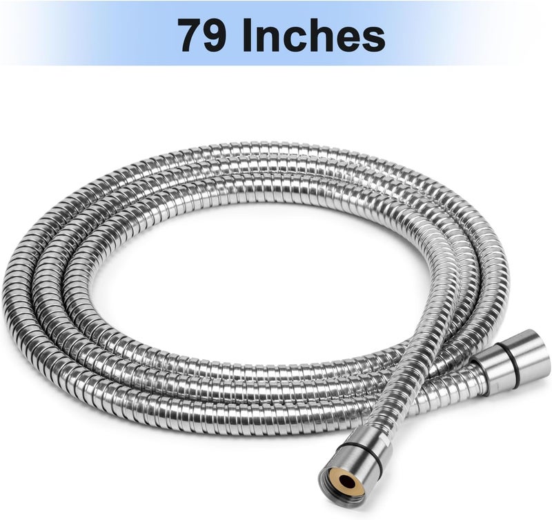 Eisinly Shower Hose, 79 Inches Extra Long Stainless Steel Handheld Shower Head Hose with Brass Insert and Nut, Flexible, Brushed Nickel - Image 2