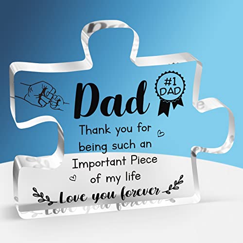 Buioata Dad Christmas Gifts - Delicate Dad Birthday Gifts from Daughter Son - Engraved Acrylic Block Puzzle Piece Decorations 3.9 x 3.3 inch - Fathers Day Birthday Christmas Gifts for Dad, Ideas - Image 1