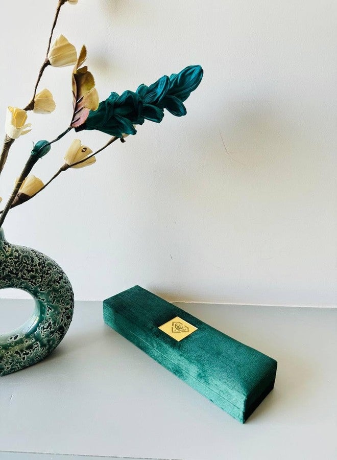 دي أس أس علبة هدايا من سلسلة مخملية ثقيلة من جلد الغزال الأخضر من DSS، علبة مجوهرات مخملية مخملية - Image 3