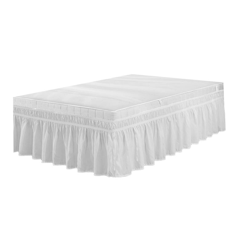 Elastic Dust Bed Shirt Fashion Polyester Bed Bedding Pleated Skirt for Home Hotel - 120x200cm (White) - Image 5