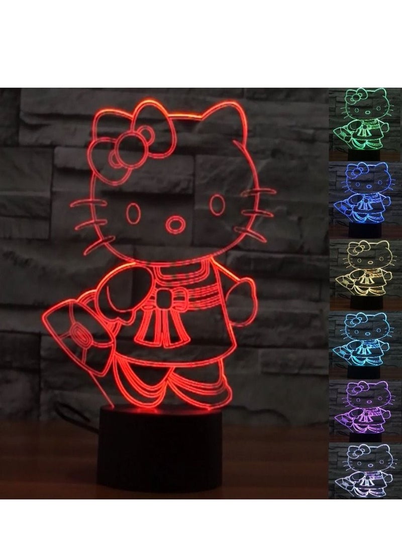 althiqahkey 3D Illusion Led Night Light Lamp Cute Hello Kitty Baby Nursery Room Nightlight Kids Childrens Bedroom Decoration Gift 3d Lamp - Image 2