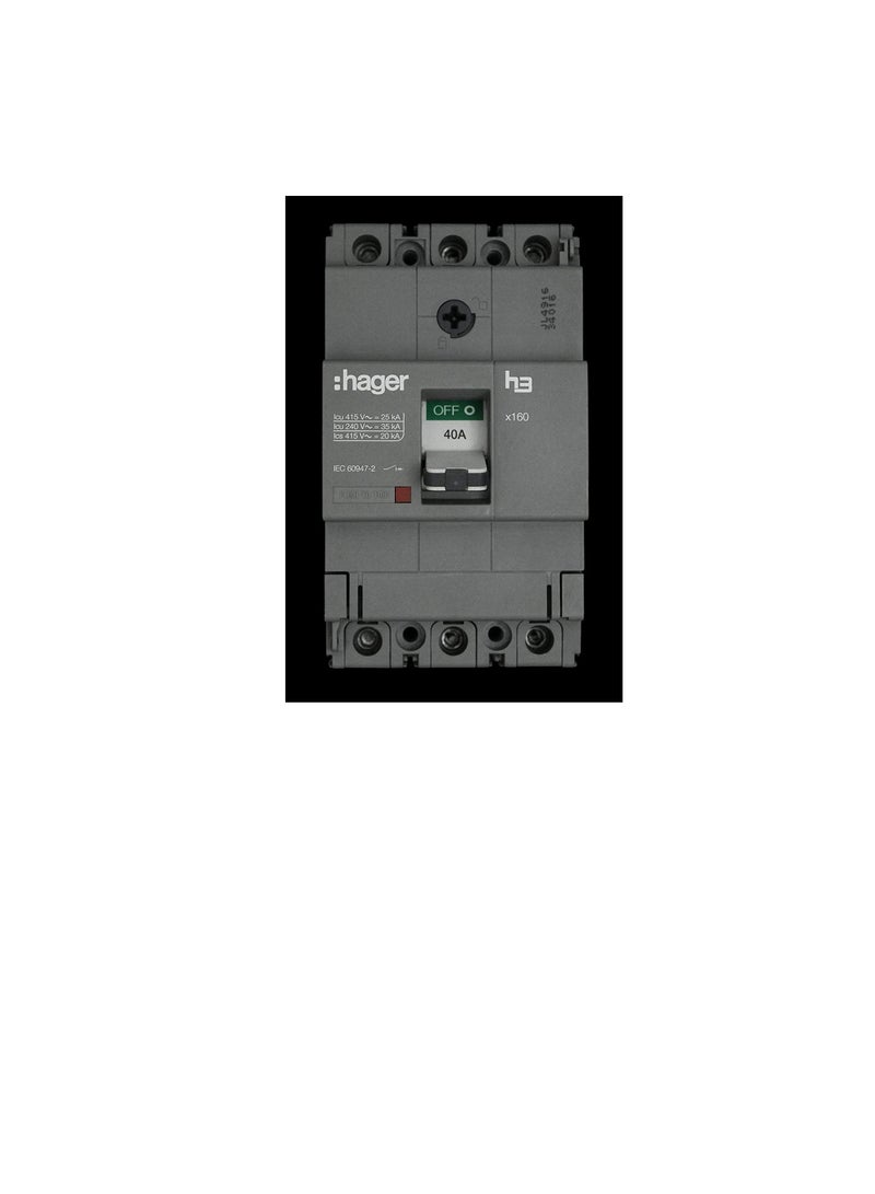 Hager HAGER Moulded Case Circuit Breaker 40A TP (MCCB) 25KA HHA040Z (x160-H3)  - Image 1