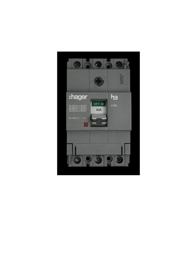 Hager HAGER Moulded Case Circuit Breaker 40A TP (MCCB) 25KA HHA040Z (x160-H3)  - Image 2