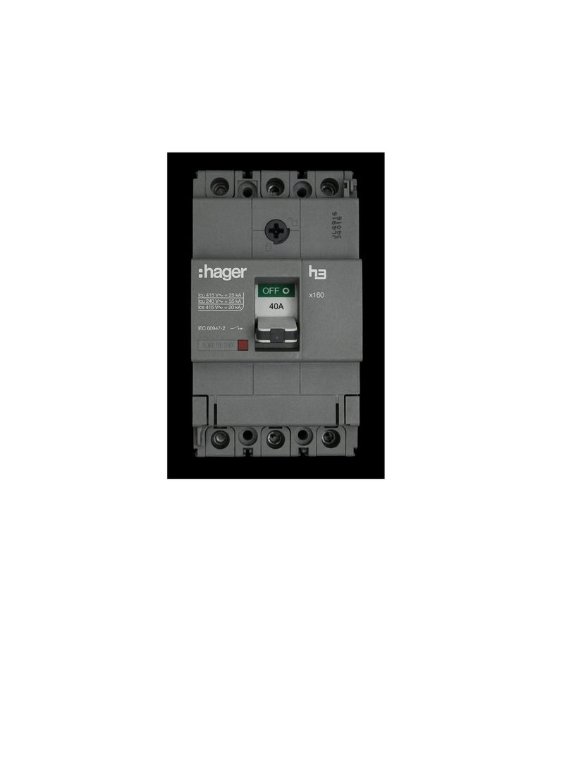Hager HAGER Moulded Case Circuit Breaker 40A TP (MCCB) 25KA HHA040Z (x160-H3)  - Image 3