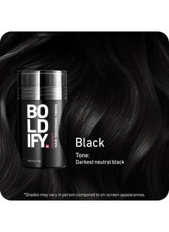 Boldify Hair Fibers (12G) Fill In Fine And Thinning Hair For An Instantly Thicker & Fuller Look - Best Value & Superior Formula -14 Shades For Women & Men - Black  - Image 2