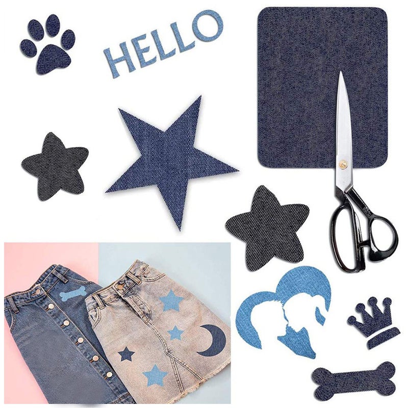 Premium Quality Denim Iron on Jean Patches No-Sew Shades of Blue Black 25 Pieces Assorted Cotton Jeans Repair Kit - Image 2