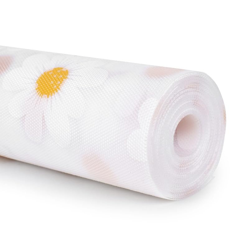STYEVA Printed Anti-Slip Shelf Liner Mat Sheet for Drawers, Shelves, Tables, Cupboards, Fridge, Kitchen, Home, and Office - 45 CM X 5 M (Transparent Sunflower) - Image 1
