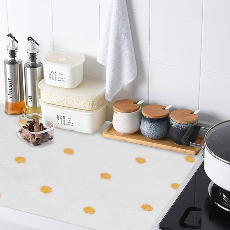 STYEVA Printed Anti-Slip Shelf Liner Mat Sheet for Drawers, Shelves, Tables, Cupboards, Fridge, Kitchen, Home, and Office - 45 CM X 5 M (Transparent Sunflower) - Image 4