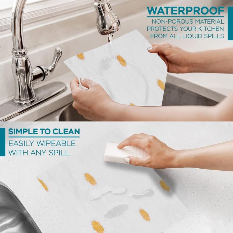 STYEVA Printed Anti-Slip Shelf Liner Mat Sheet for Drawers, Shelves, Tables, Cupboards, Fridge, Kitchen, Home, and Office - 45 CM X 5 M (Transparent Sunflower) - Image 3