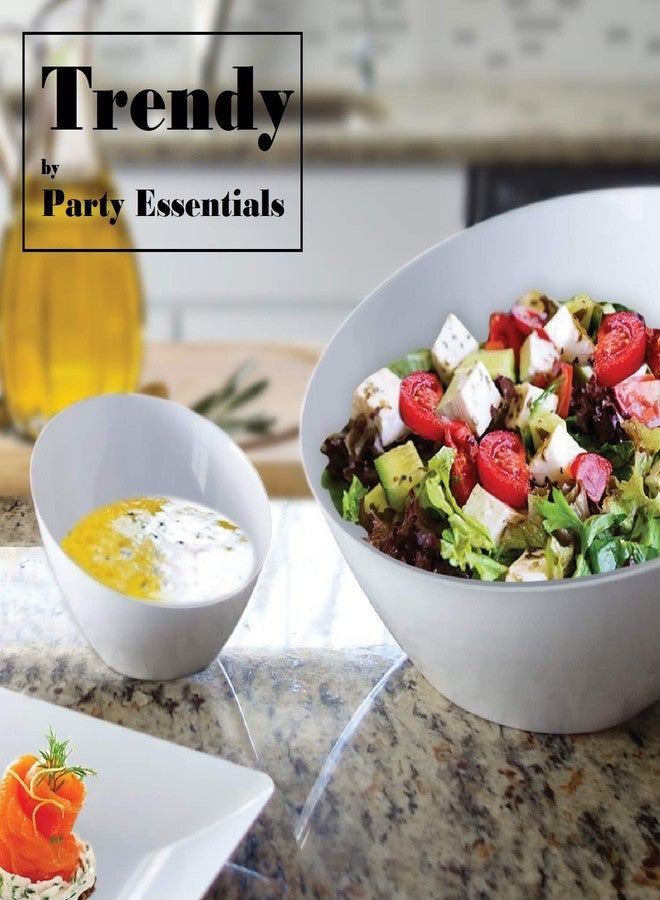 Party Essentials أوعية زوايا بلاستيكية صلبة حديثة للاستخدام مرة واحدة، 4 قطع، 20 أونصة، بيضاء - Image 5