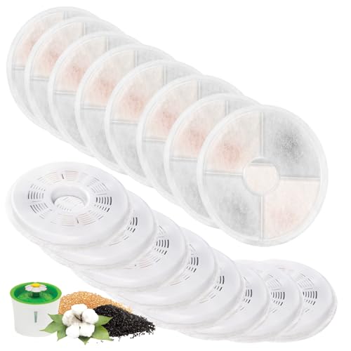 Porens 16 Pack Cat Water Fountain Replacement Filters Fit for 3L Flower Water Dispenser Automatic Pet Dog Cat Fountain Filter - Image 1