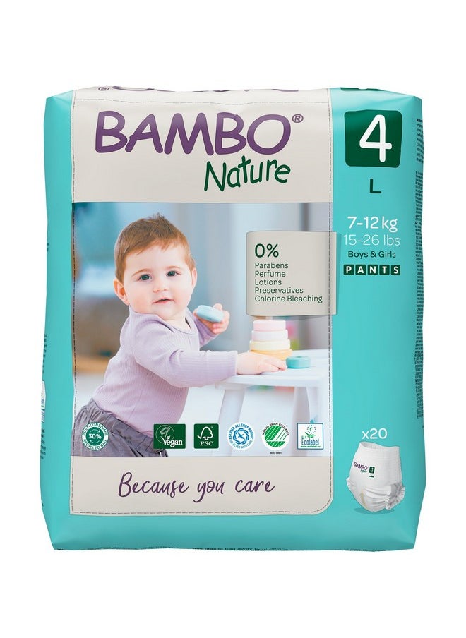 BAMBO NATURE Bambo Nature Premium Baby Pants Diapers for Kids Large Size (7-12 Kgs), Super Absorbent, Breathable, Extra Soft, Dermatologically Tested, Hypoallergenic Infant Nappies With Wetness Indicator, 20 Count  - Image 1