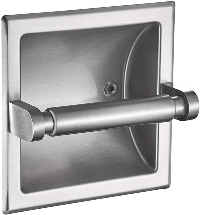 M2cbridge 188 Stainless Steel Hotel Style Brushed Nickel Recessed Bathroom Toilet Paper Holder with Rear Mounting Bracket for WoodenCement Wall
