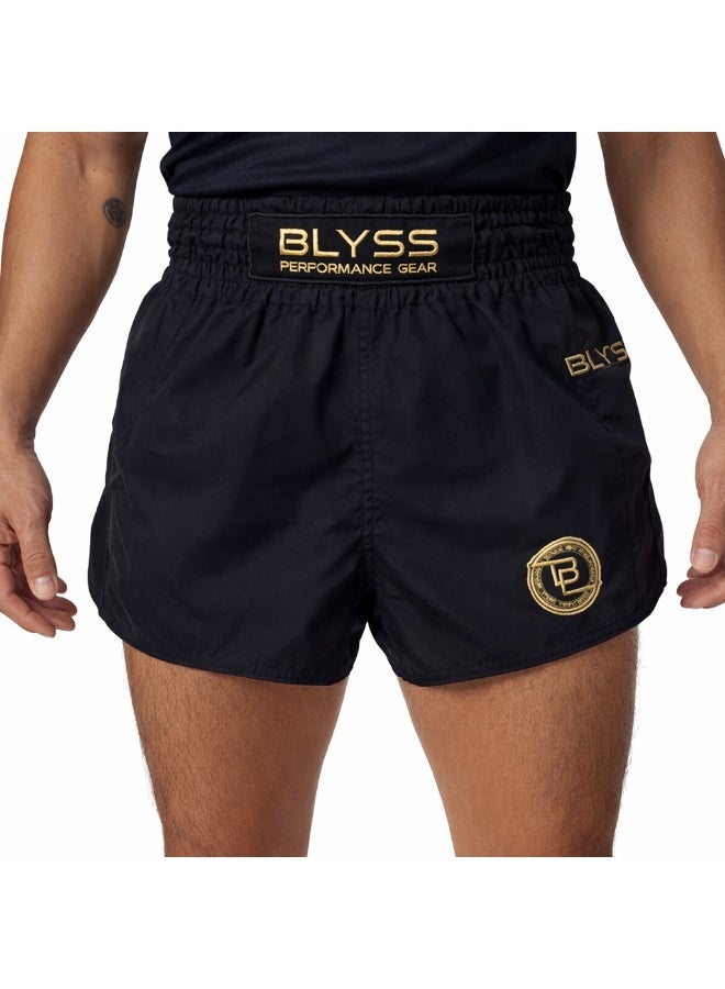 BLYSS Performance Gear Muay Thai Shorts PULSE Black Gold - Image 2