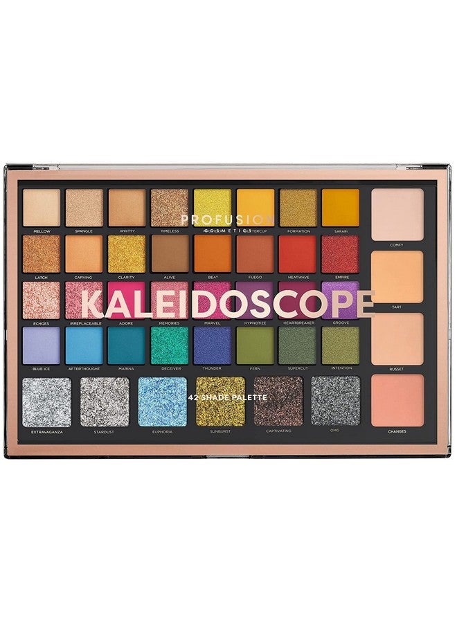 Profusion Cosmetics Kaleidoscope 42 Shade Palette Bright Colors Matte Shimmer Satin Colorful Eyeshadow Makeup Pallete Long Lasting And Pro Pigment Silky Powder Eye Shadow - Image 1