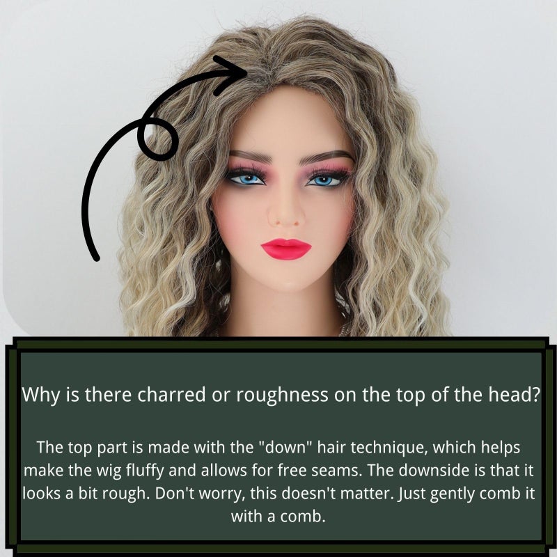 Fencca Ash Blonde Long Curly Wigs for Women Ombre Color Heat Synthetic Curly Wig Mix Blonde Curly Wavy Wig Layered Natural Daily Party Wig - Image 5