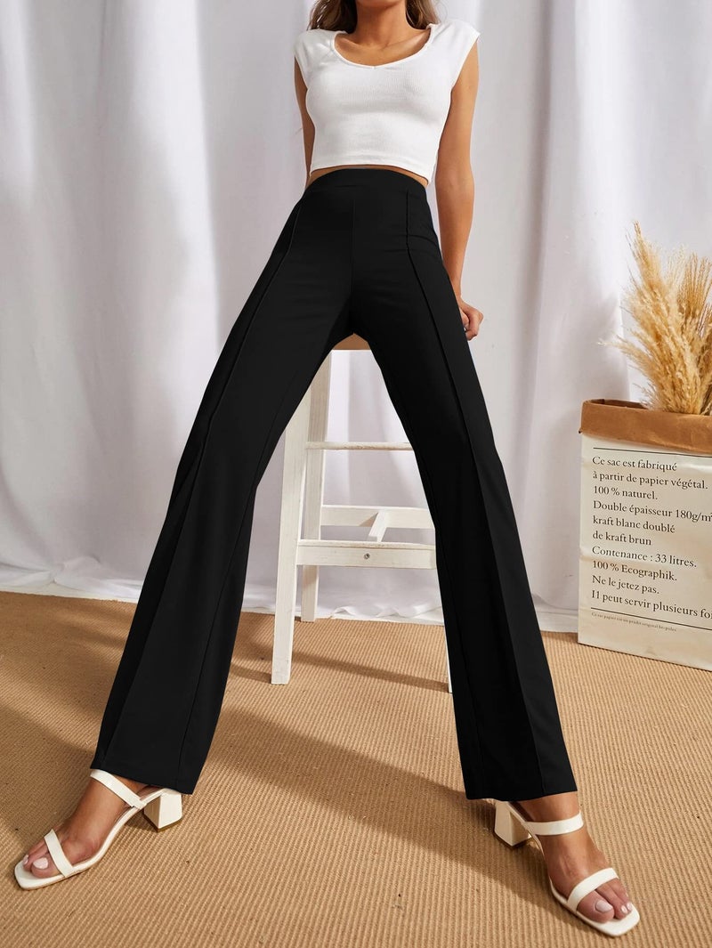 SWADESI STUFF Women's High-Waisted Pant Bell Bottom Trendy Retro-Chic Trousers - Perfect for Every Occasion (in, Alpha, 2XL, Regular, Black) - Image 3
