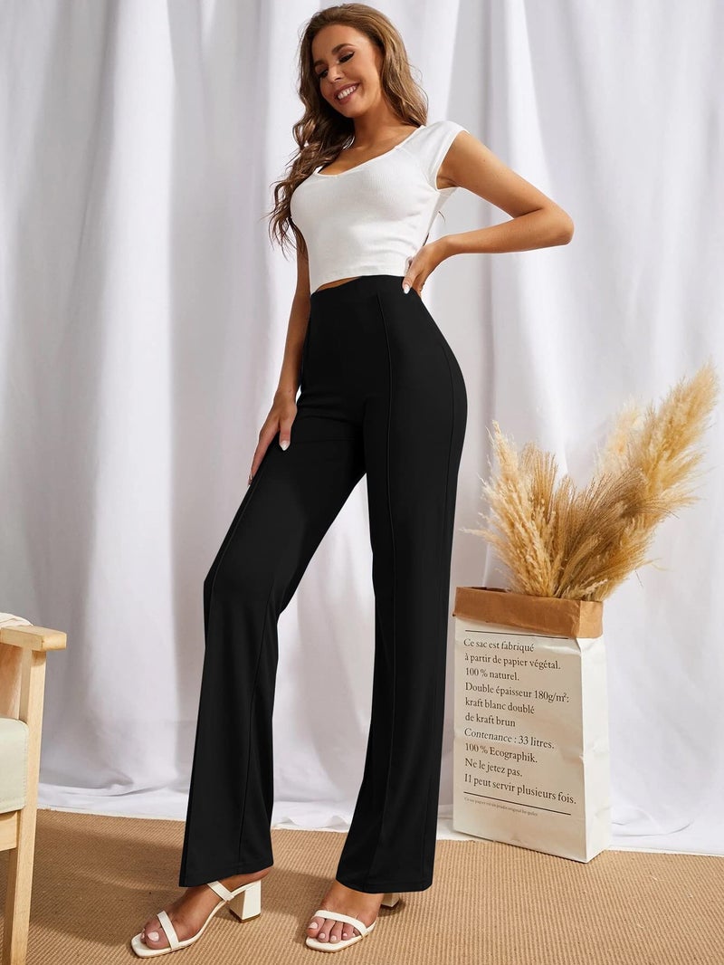 SWADESI STUFF Women's High-Waisted Pant Bell Bottom Trendy Retro-Chic Trousers - Perfect for Every Occasion (in, Alpha, 2XL, Regular, Black) - Image 5