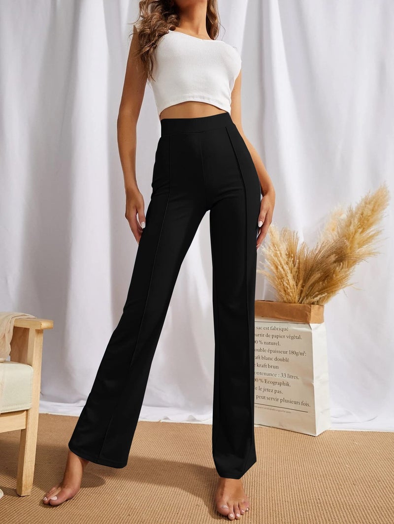 SWADESI STUFF Women's High-Waisted Pant Bell Bottom Trendy Retro-Chic Trousers - Perfect for Every Occasion (in, Alpha, 2XL, Regular, Black) - Image 4