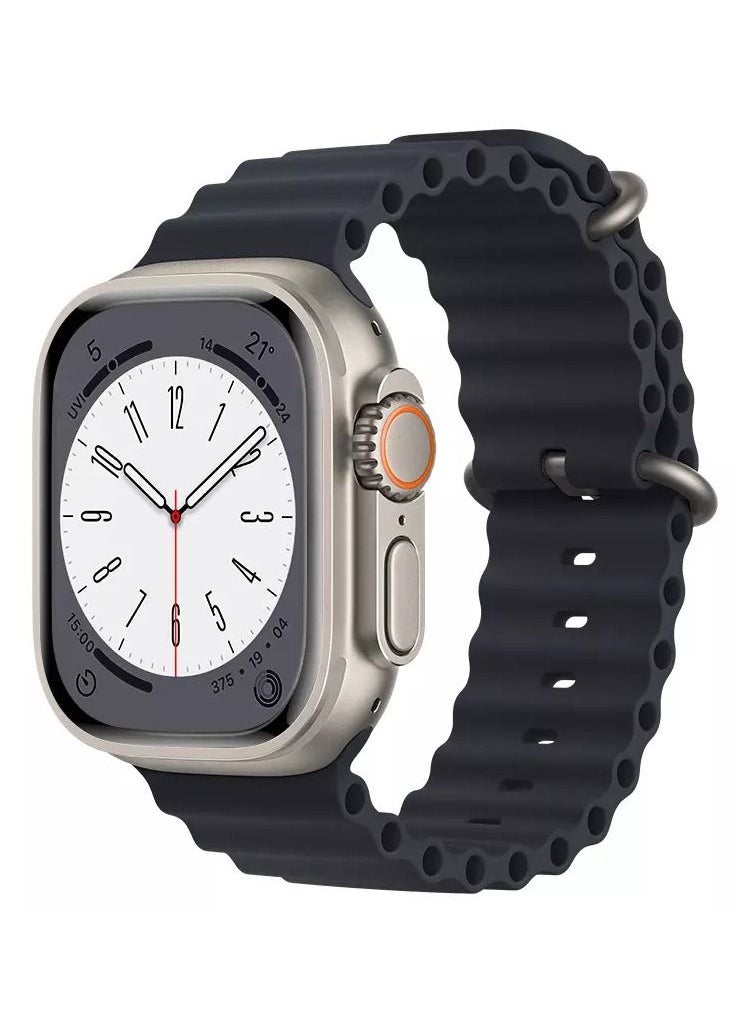 MOCOM Ocean Silicone Rubber Watch Band Strap for Apple Watch Ultra 49mm/45mm/44mm/42mm Ocean Midnight Black  - Image 1
