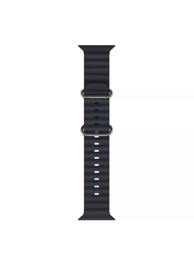 MOCOM Ocean Silicone Rubber Watch Band Strap for Apple Watch Ultra 49mm/45mm/44mm/42mm Ocean Midnight Black  - Image 2