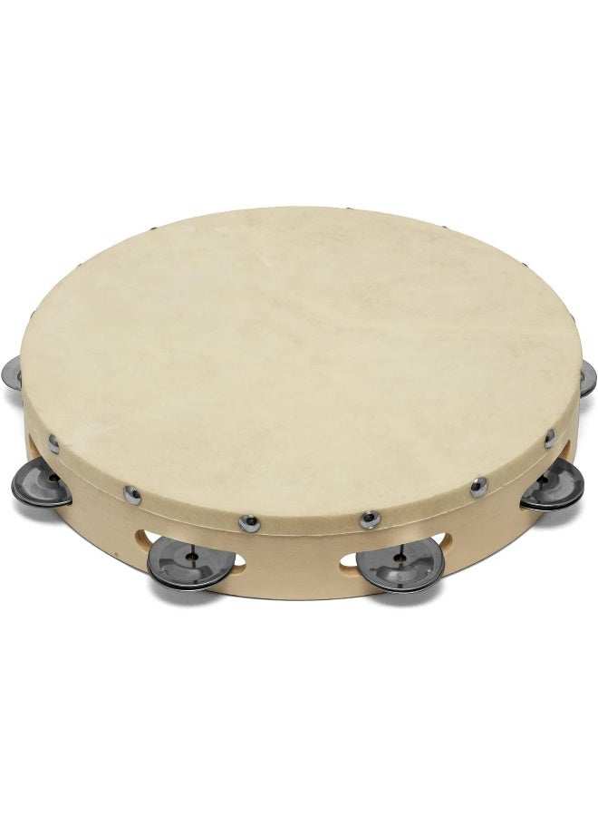 TIGER TAM91-10 10" Wooden Tambourine - Single Row - Natural - Image 3