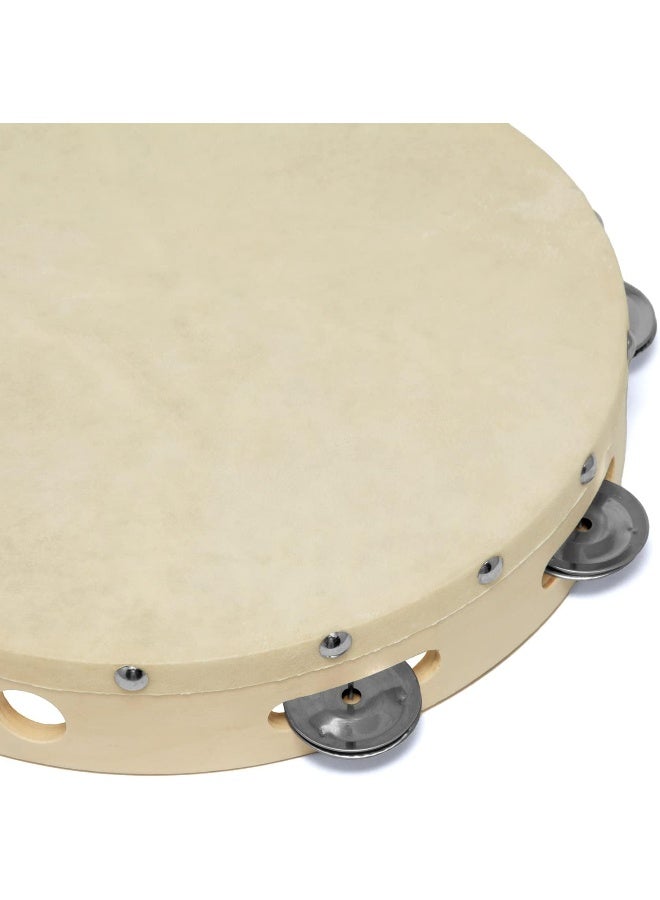TIGER TAM91-10 10" Wooden Tambourine - Single Row - Natural - Image 4