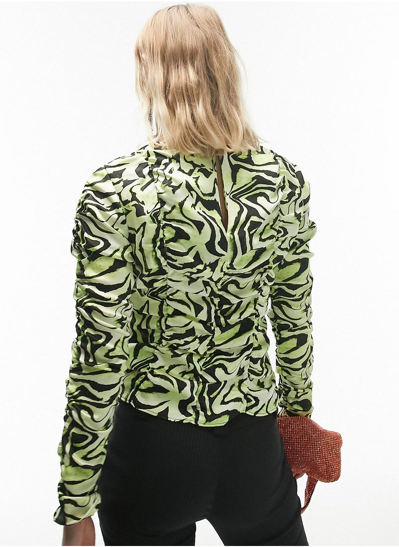 TOPSHOP High Neck Ruched Top  - Image 2