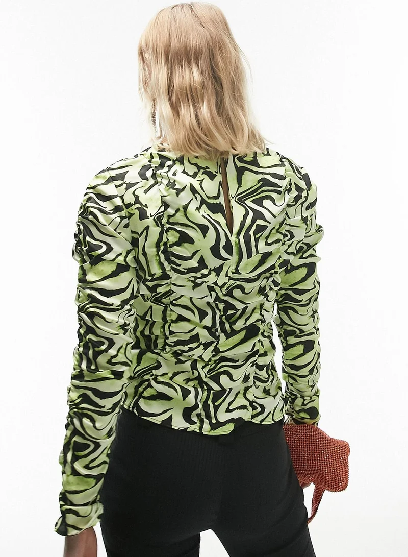 Topshop High Neck Ruched Top