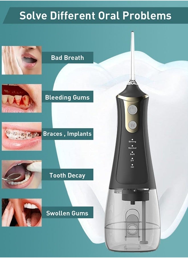DOSCHER - Portable Water Dental Flosser For Teeth Cleaning Dental Oral Irrigator With 4 Modes Scalable 5 Jet Nozzles IPX7 Water Resistance 300ML - Image 1