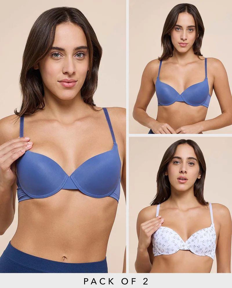 أر أند بي 2 Pack Printed Padded Push Up Bra