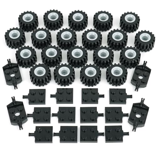 Pamvava Tires Wheels and Axles Sets 56 Pieces Brick Accessories Basic Classic Building Block ToysCar Truck Wheels Parts - Image 1
