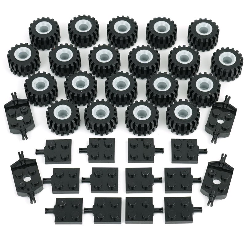 Pamvava Tires Wheels and Axles Sets 56 Pieces Brick Accessories Basic Classic Building Block ToysCar Truck Wheels Parts - Image 4